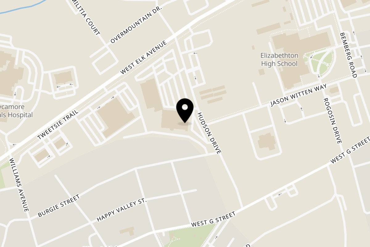 Map showing the location of The Black Olive Elizabethton on 173 Hudson Dr in Elizabethton
